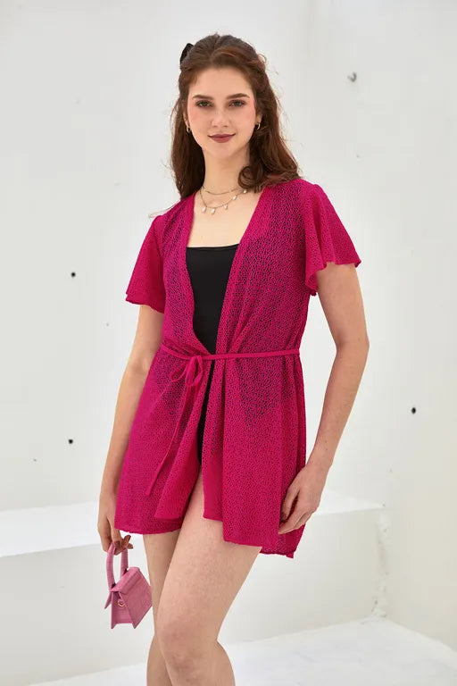 Capa Malla Salida de Baño - Fucsia