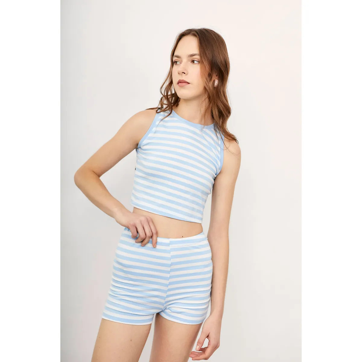 Conjunto Rayas Celeste