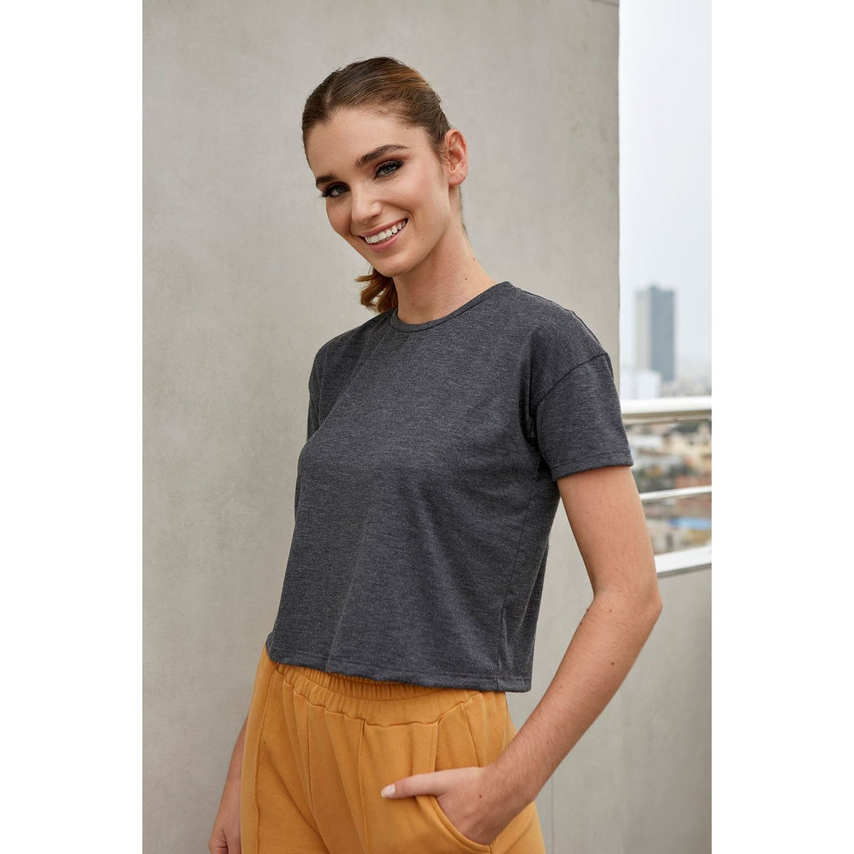 Polo Básico para Mujer - Gris Oscuro